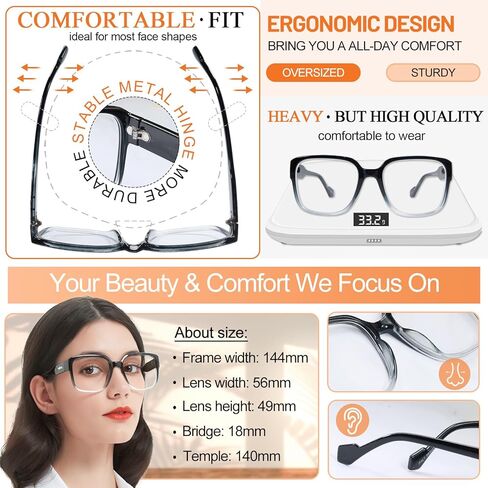 نظارات قراءة كبيرة الحجم من MARE AZZURO قارئات الموضة النسائية 1.0 1.25 1.5 1.75 2.0 2.25 2.5 2.75 3.0 3.5 4.0 5.0 6.0 in Kuwait