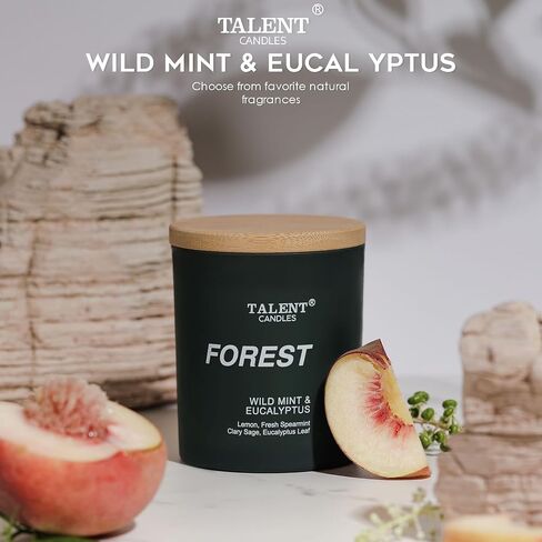 شموع معطرة للمنزل، شمع الصويا الطبيعي، شموع معطرة لتخفيف التوتر والاسترخاء، النعناع البري والأوكالبتوس، وعاء متوسط، مثالي لديكور المنزل وغرفة النوم in Saudi Arabia