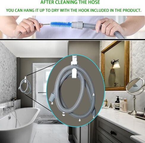 خطاف خرطوم Cpap وفرشاة خرطوم Cpap تحافظ على لوازم Cpap نظيفة ومرتبة - حامل أنبوب Cpap أنبوب Cpap فرشاة تنظيف مرنة وفرشاة تنظيف قناع - مجموعة تنظيف تخزين Cpap مناسبة لك (أبيض) in Kuwait