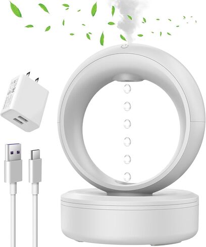Anti Gravity Water Drop Humidifier with Adapter,3-in-1 Raindrop Humidifier Air Humidifiers with Night Light for Home Bedroom,Essential Oil Diffuser with Timer,Auto Shut-Off,680ML in Kuwait