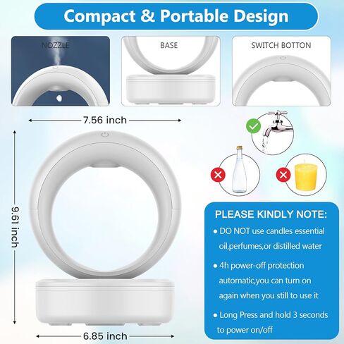 Anti Gravity Water Drop Humidifier with Adapter,3-in-1 Raindrop Humidifier Air Humidifiers with Night Light for Home Bedroom,Essential Oil Diffuser with Timer,Auto Shut-Off,680ML in Kuwait