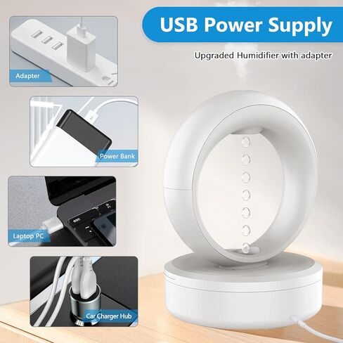 Anti Gravity Water Drop Humidifier with Adapter,3-in-1 Raindrop Humidifier Air Humidifiers with Night Light for Home Bedroom,Essential Oil Diffuser with Timer,Auto Shut-Off,680ML in Kuwait