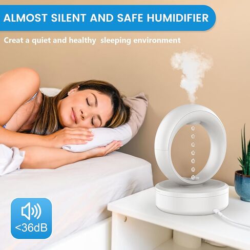 Anti Gravity Water Drop Humidifier with Adapter,3-in-1 Raindrop Humidifier Air Humidifiers with Night Light for Home Bedroom,Essential Oil Diffuser with Timer,Auto Shut-Off,680ML in Kuwait