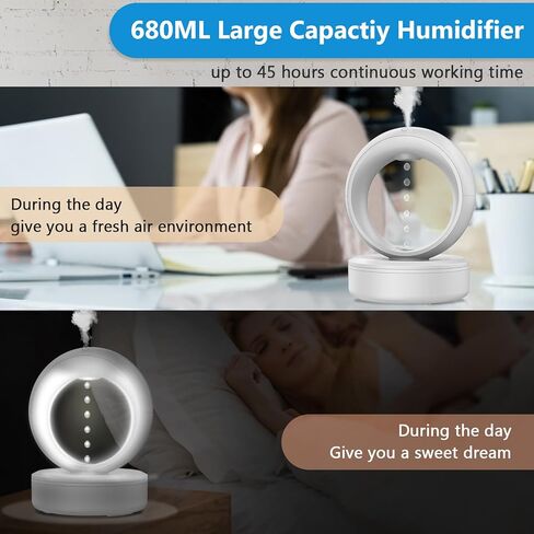 Anti Gravity Water Drop Humidifier with Adapter,3-in-1 Raindrop Humidifier Air Humidifiers with Night Light for Home Bedroom,Essential Oil Diffuser with Timer,Auto Shut-Off,680ML in Kuwait