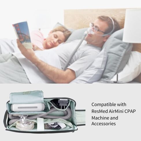 Travel Carrying Bag Compatible for ResMed AirMini CPAP Machine and Accessories,Qozabualy CPAP Supplies Carrying Case,Portable Tool Pouch for Men,CPAP Storage Bag for Home and Travel Use,Bag Only,Grey in Kuwait