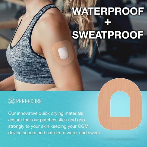 Perfecore Adhesive Bandage Patch Compatible w/Omnipod (30-Pack Set) – Waterproof, Sweatproof Continuous Glucose Monitor Sensor Cover Tape for Sensitive Skin – Diabetes and Diabetic Supplies – Nude in Saudi Arabia