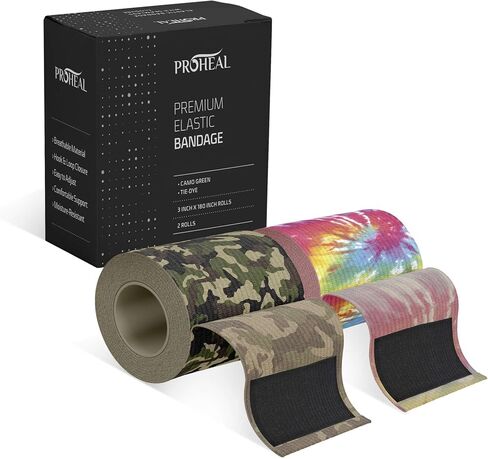 Elastic Bandage Wrap with Self Closure - 3" x 180" Compression Sports Wrap - 2 Breathable and Moisture Resistant Elasticated Medical Wrap Bandages for Foot, Leg, Arm, and Body Sprains in Kuwait