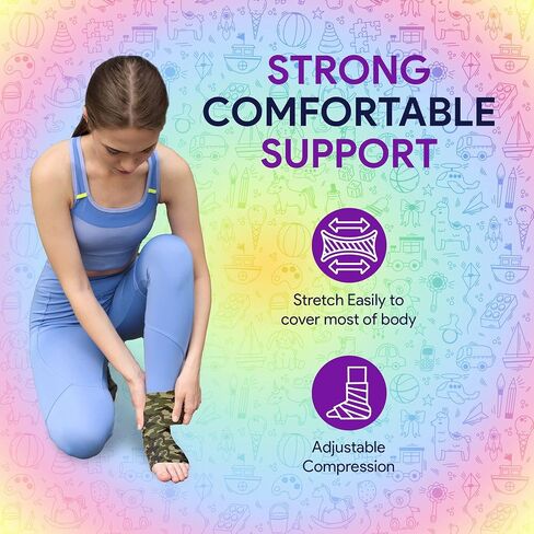 Elastic Bandage Wrap with Self Closure - 3" x 180" Compression Sports Wrap - 2 Breathable and Moisture Resistant Elasticated Medical Wrap Bandages for Foot, Leg, Arm, and Body Sprains in Kuwait