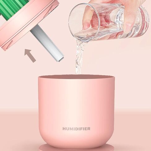 موزع روائح مرطبة بالصبار اللطيف للزيوت العطرية وعطور العلاج العطري، نسيم الروائح العطرية للمكتب، والمكاتب الصغيرة، وديكور المنزل، والحمام الصغير - سعة 300 مل - تغيير ضوء LED كهربائي - أبيض in Saudi Arabia