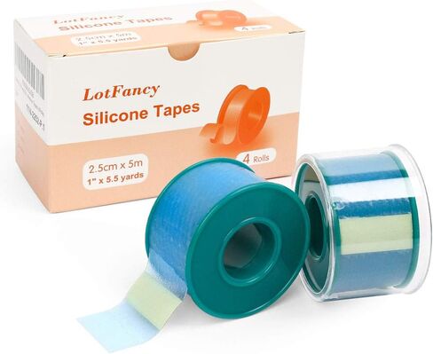 LotFancy Medical Silicone Tape, 2Rolls 1"×5.5 Yds, Waterproof Adhesive Surgical Tape, Soft Skin Tape for Surgery First Aid, Wound, Bandage and Sensitive Skin in Saudi Arabia