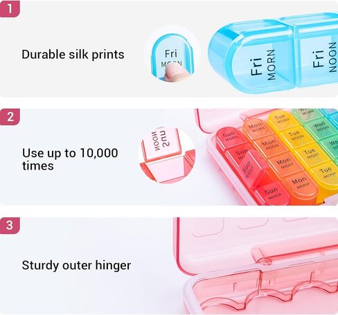 Zoksi Moistureproof Weekly Pill Organizer 4 Times a Day, 7 Day Pill Box 4X a Day, One Week Travel Pill Case with 28 Compartments, Medicine Container for Vitamins, Supplements or Medication(Cyan) in Kuwait