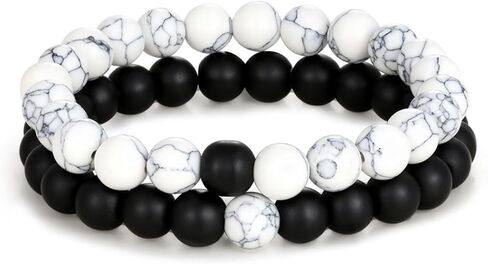 2Pcs Lava Rock Beaded Stretch Bracelets, Tiger Eye Turquoise Natural Stone Beads Bracelet Used As Essential Oil Diffuser for Women Men Yoga Meditation Aromatherapy Jewelry in Kuwait