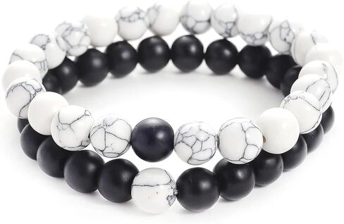 2Pcs Lava Rock Beaded Stretch Bracelets, Tiger Eye Turquoise Natural Stone Beads Bracelet Used As Essential Oil Diffuser for Women Men Yoga Meditation Aromatherapy Jewelry in Kuwait