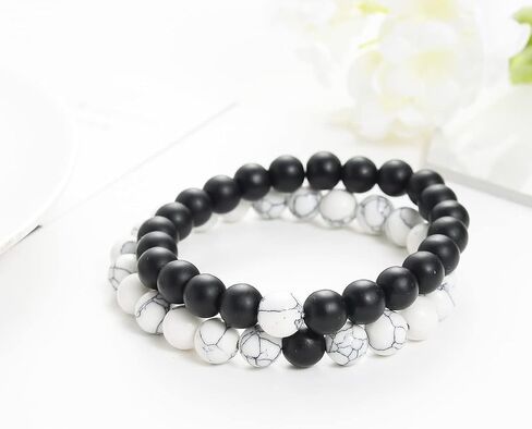 2Pcs Lava Rock Beaded Stretch Bracelets, Tiger Eye Turquoise Natural Stone Beads Bracelet Used As Essential Oil Diffuser for Women Men Yoga Meditation Aromatherapy Jewelry in Kuwait