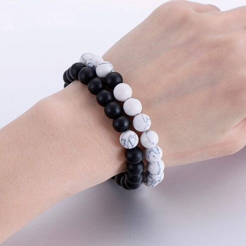2Pcs Lava Rock Beaded Stretch Bracelets, Tiger Eye Turquoise Natural Stone Beads Bracelet Used As Essential Oil Diffuser for Women Men Yoga Meditation Aromatherapy Jewelry in Kuwait