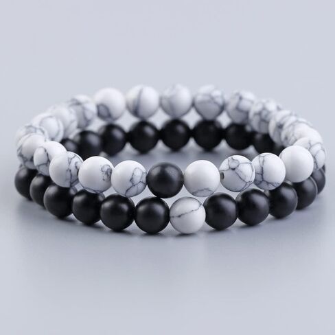 2Pcs Lava Rock Beaded Stretch Bracelets, Tiger Eye Turquoise Natural Stone Beads Bracelet Used As Essential Oil Diffuser for Women Men Yoga Meditation Aromatherapy Jewelry in Kuwait