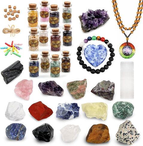 مجموعة بلورات الشفاء vuUUuv والأحجار المتدلية لليوجا أو الريكي أو الطقوس، والتأمل - السيلينيت مع طاقة الشفاء التنظيفية، وأحجار الشاكرا للشفاء الكريستالي (16+24) in Kuwait