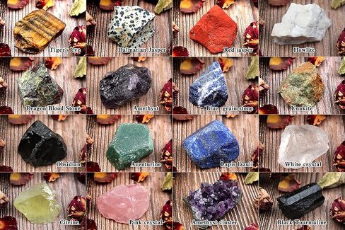 مجموعة بلورات الشفاء vuUUuv والأحجار المتدلية لليوجا أو الريكي أو الطقوس، والتأمل - السيلينيت مع طاقة الشفاء التنظيفية، وأحجار الشاكرا للشفاء الكريستالي (16+24) in Kuwait