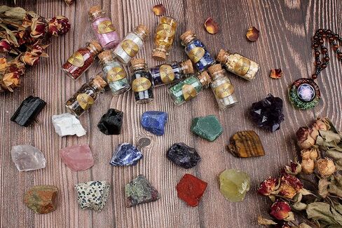 مجموعة بلورات الشفاء vuUUuv والأحجار المتدلية لليوجا أو الريكي أو الطقوس، والتأمل - السيلينيت مع طاقة الشفاء التنظيفية، وأحجار الشاكرا للشفاء الكريستالي (16+24) in Kuwait