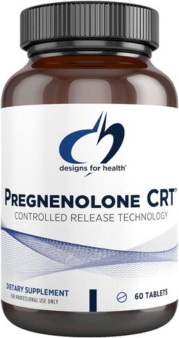 تصاميم للصحة Pregnenolone CRT - 30 مجم بريجنينولون يتم التحكم فيه / إطلاق الوقت (10-12 ساعة) - الاستروجين، DHEA + سلائف هرمون التستوستيرون للنساء + الرجال - نباتي + غير معدل وراثيًا (60 قرصًا) in Kuwait