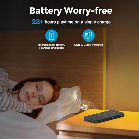 جهاز الصوت المحمول Buffbee Go، 10 أصوات مهدئة للنوم، ضوضاء بيضاء، أصوات الطبيعة، بطارية قابلة لإعادة الشحن، تشغيل لأكثر من 28 ساعة، مقبس سماعة الرأس، علاج صوتي للسفر والمنزل in Kuwait