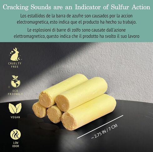 Sulfur Bars for Pain - Azufre en Barra- Sulphur Rods - Alternative Medicine Remedy for Muscle Recovery, Joint Pain, Blast of Wind, Cervical Pain, Neck Pain - 100% Natural Sulfur Sticks Qty. 5 in Saudi Arabia