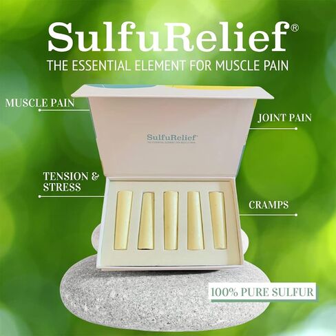 Sulfur Bars for Pain - Azufre en Barra- Sulphur Rods - Alternative Medicine Remedy for Muscle Recovery, Joint Pain, Blast of Wind, Cervical Pain, Neck Pain - 100% Natural Sulfur Sticks Qty. 5 in Saudi Arabia