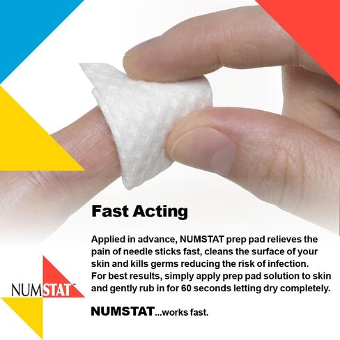 NUMSTAT Antiseptic Numbing Wipes for Needle Pain Relief, 2-In-1 Formula with Benzocaine, Isopropyl Alcohol and Menthol - 30 Prep Pads in Saudi Arabia