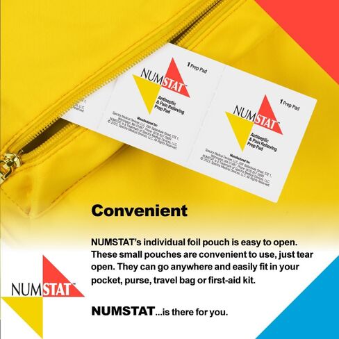 NUMSTAT Antiseptic Numbing Wipes for Needle Pain Relief, 2-In-1 Formula with Benzocaine, Isopropyl Alcohol and Menthol - 30 Prep Pads in Saudi Arabia