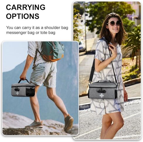 حقيبة تنظيم زجاجات حبوب الدواء مع قفل مركب، منظم حقيبة طبية قابل للقفل، منظم أدوية السفر مع حقيبة صغيرة محمولة، صندوق قفل طبي لزجاجات الوصفات الطبية مع حزام الكتف in Kuwait