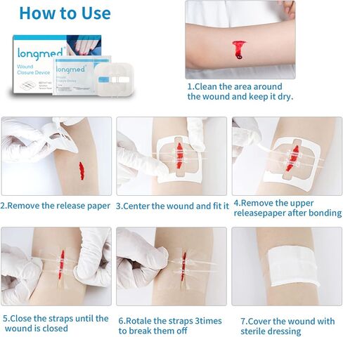 Emergency Wound Closure Zippers, 4 Pcs Zip Stitch Sutures Butterfly Bandaids, Repair Wounds Without Stitches, Great for Outdoor Activities, Quick Clot -Emergency Wound Closures Device in Kuwait