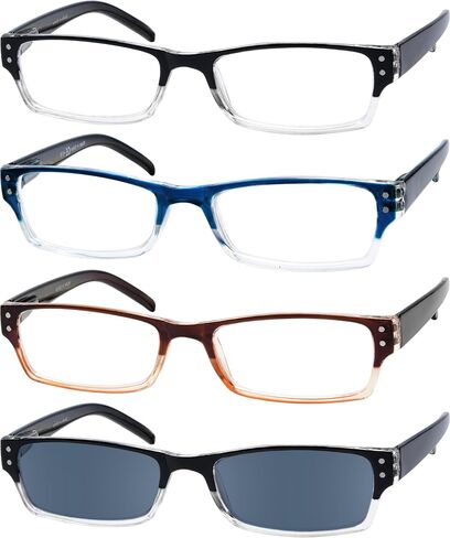 Eyekepper 4 Pack Classic Reading Glasses for Women and Men Include Reading Sunglasses Two-Tone Readers +0.50 in Kuwait