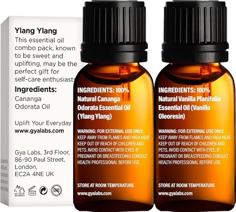 Gya Labs زيت يلانج يلانج العطري وزيت الفانيليا العطري (10 مل) - عبوة 2 في 1 in Kuwait