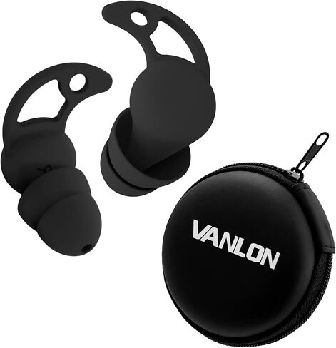 سدادات أذن VANLON لإلغاء الضوضاء أثناء النوم، سدادات أذن قابلة لإعادة الاستخدام لتقليل الضوضاء، زوجان من سدادات الأذن السيليكون فائقة النعومة للحفلات الموسيقية والعمل والسفر وسماعات رأس بخاصية إلغاء الضوضاء 33 ديسيبل (أسود) in Kuwait