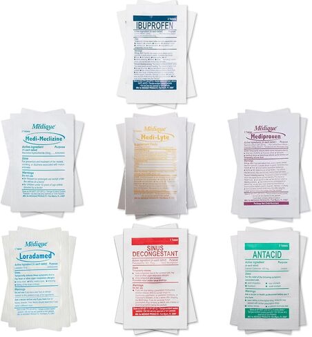 Travel RX Medicine Kit - Bulk Travel Medicine Kit with Individually Wrapped Medicine & Bag for Indigestion, Motion Sickness & More by Real Vitamins (1 Kit) in Saudi Arabia