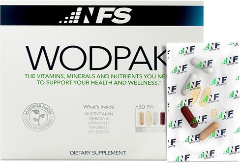 NF Sports WodPak فيتامينات يومية كاملة للرجال والنساء، فيتامينات متعددة بنكهة التوت مع فيتامين د، فيتامين د3، زنك، أوميغا 3، 30 وجبة (عبوة من قطعة واحدة) in Saudi Arabia