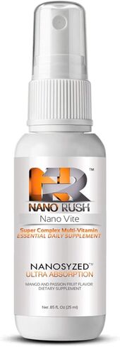 نانو راش سوبر كومبلكس متعدد الفيتامينات، رذاذ تحت اللسان مع تقنية النانو لامتصاص فوري وكامل بدون حبوب، نكهة المانجو وفاكهة العاطفة، 85 أونصة سائلة in Kuwait