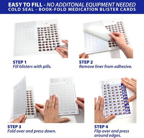 تغليف أقراص الدواء الصيدلانية لمدة 62 يومًا / شهرين، طي كتاب الختم البارد، لا حاجة إلى معدات إضافية (6 عبوات - 62 يومًا) in Kuwait