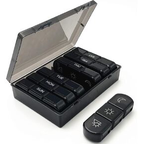 حافظة منظم حبوب الدواء الأسبوعية 7 أيام حاوية علب حبوب السفر 3 مرات في اليوم سعة كبيرة للفيتامينات وزيوت الأسماك in Kuwait