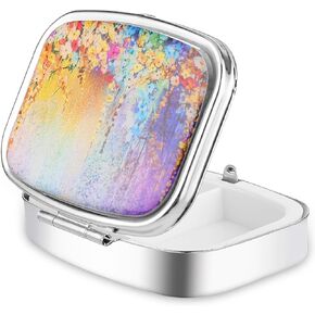 WLLHYF Pill Box 2 Compartment Portable Medicine Case Retro Flower Capsule Pill Organizer Decorative Metal Medicine Organizer Vitamin Box with Mirror for Pockets Purses Travel in Kuwait