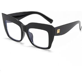 LJCZKA Thick Square Blue Light Blocking Glasses Oversized Cat Eye Eyewear Fashion for Women Computer Eyeglasses