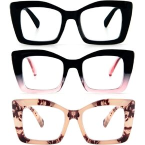 DXYXYO Oversized Square Reading Glasses for Women Blue Light Blocking Oprah Style Thick Frame Readers with Spring Hinge in Kuwait