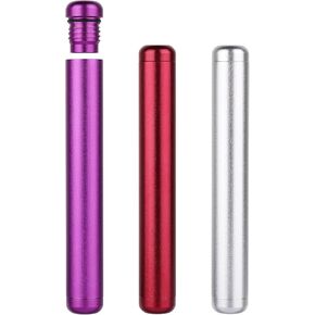 3 عبوات من أنبوب معدني من الألومنيوم مقاس 4.4 بوصة، أنبوب سفر خفيف الوزن ممتاز للحمل اليومي الأنيق (الأحمر والأرجواني والفضي) in Kuwait