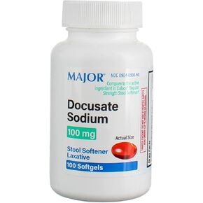 Docusate Sodium Stool Softener Useful As a Stool Softener and Wetting Agent for The Temporary Relief of Constipation. Helps Keep Stool Soft for Easy and Natural Evacuation - 100 Softgels in Saudi Arabia