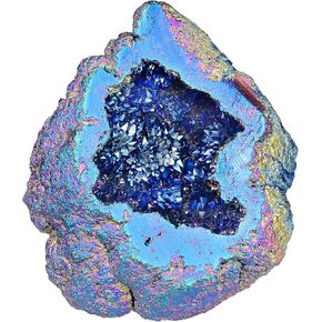 Nupuyai Irregular Titanium Coated Quartz Crystal Geode Cluster Natural Reiki Rock Crystal Mineral Specimen for Home Decor/Meditation, Colorful in Kuwait