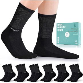 TENYSAF Diabetic Socks for Men Women: Bamboo Crew Seamless diabetes Socks with Cushioned Sole Non-Binding Top 6 Pairs