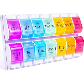 Windtrace Pill Organizer 2 Times a Day, Weekly Pill Box Cases with Spring Open Design, Am Pm Pill Organizer 7 Day, Large Pill Holer to Hold Vitamin, Supplements, Medicine in Kuwait