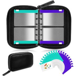 شنطة تنظيم حبوب الدواء بسحاب قابلة لاعادة الاستخدام، اكياس بلاستيكية شفافة لحفظ حبوب الدواء ذاتية الغلق للسفر (اخضر وارجواني) in Kuwait