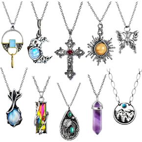 DoreenBow Crystal Pendant Necklace Chakra Healing Crystal Necklaces Vintage Hippie Spiritual Jewelry for Women Girls