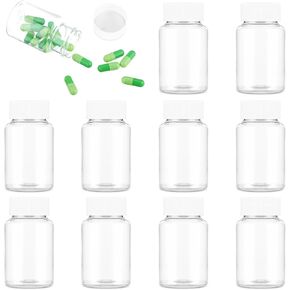 WLLHYF 10 PCS Plastic Clear Bottles 80ML Transparent Pill Bottle Empty Container Refillable Solid Powder Case Reusable Storage Holder with Caps for Dispense Different Items in Saudi Arabia